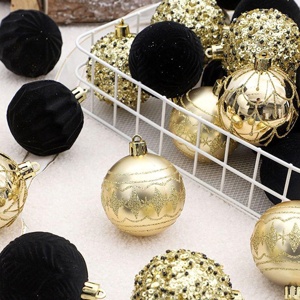 25pcs Plastic Christmas Hanging Balls Flocking Xmas Tree Ornaments  Holiday Festival Decor