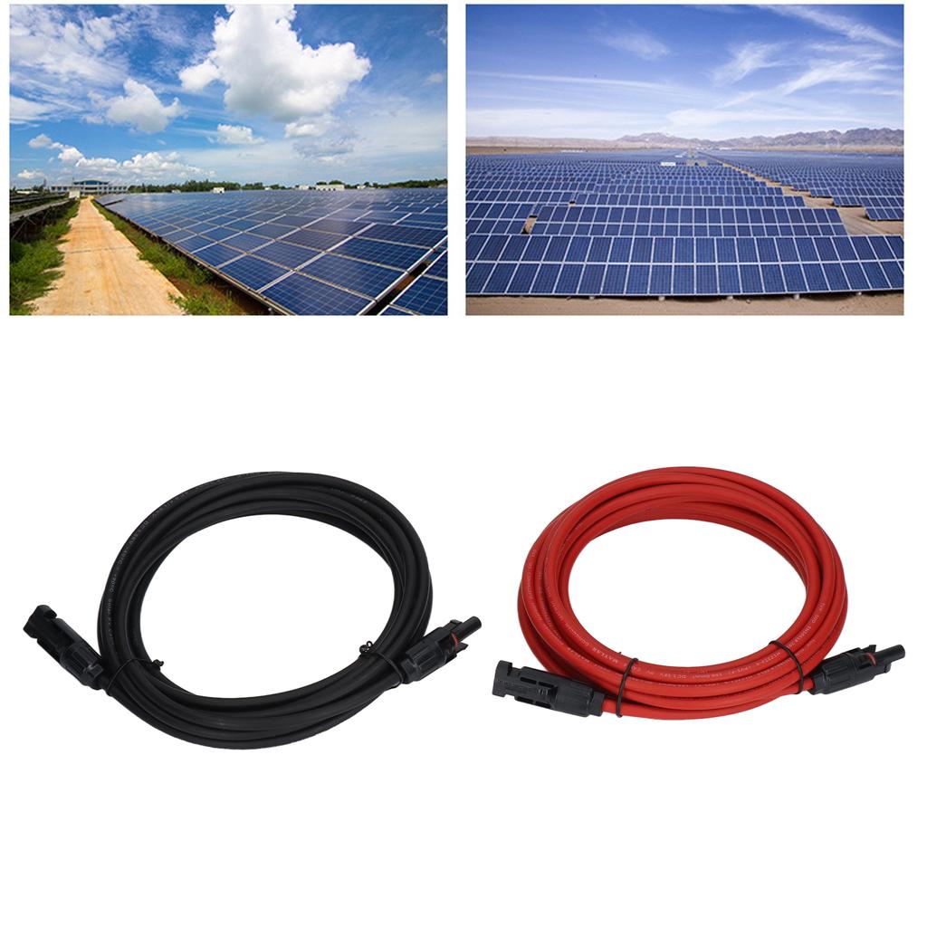 2Pcs Solar Panel Extension Cable 10AWG 6mm² Solar Extension Cable Rated Voltage 1000V Red Black