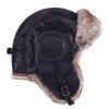 Pilot Russian Fur Pilot Cap Black Leather [Janey&Rubbins] Cap, Style, Warm, Earflaps, Lining, Skiing, Outdoor, Unisex, (L, #2)