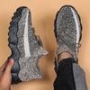 Plus Size Breathable Flyknit Sock Sports Shoes for Men - Lace-up Casual Running Shoes