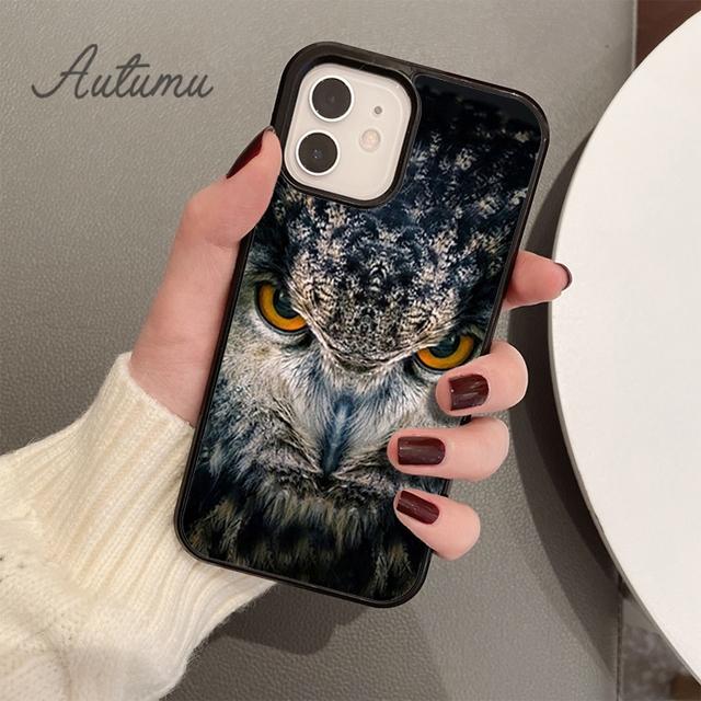 Zvierací Sova čierny Silikónový Kryt na Telefón pre iPhone 11 12 13 14 Pro Max mini XR XS SE 2020 6S 7 8 Plus Samsung Galaxy S21 S22 Kryt