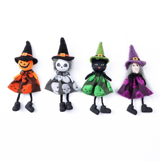 Halloween Hanging Decoration Pumpkin Ghost Witch Black Cat Plush Dolls Tree Ornaments for Indoor Outdoor Home Yard Porch Tree Decor
