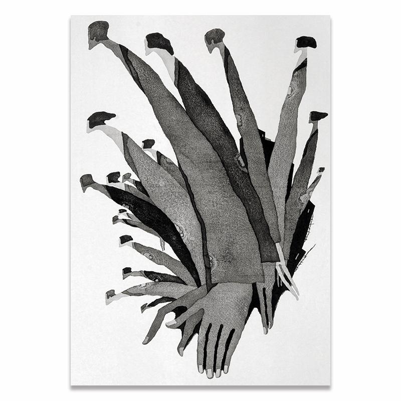 Modern Art Black White Abstract Characters Poster Canvas Painting Print Art Wall Pictures for Living Room Home Decor Cuadros