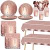 Roségold Themenparty Dekoration Geschirrset Diamant Glitzer Teller Tasse Luftballons Für Hochzeit Mädchen Kinder Geburtstagsparty Zubehör