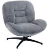 Living Room Swivel Lounge Chair With Wide Seat Integrated Armrest Chenille Look Dark Gray