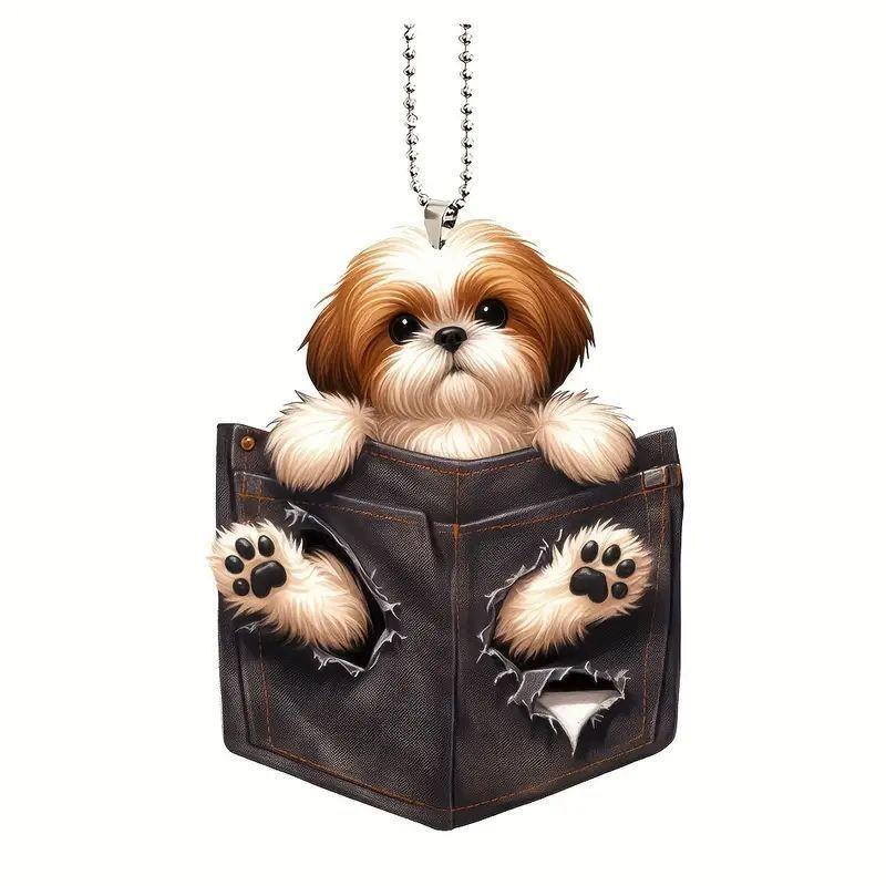 Dog Adorable Acrylic Backpack Decoration For Car Mirror Stylish Cartoon Accessory