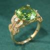 Fashion Classic Inlaid Geometry Green Synthetic Zirconia Ring for Women's Elegant Sparking Banquet Festival Jewelry Accessories