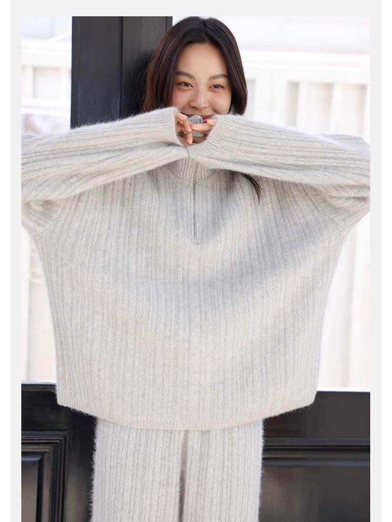 Gemütliches Pullover- & Weitbein-Hosen-Set - Herbst/Winter-Mode