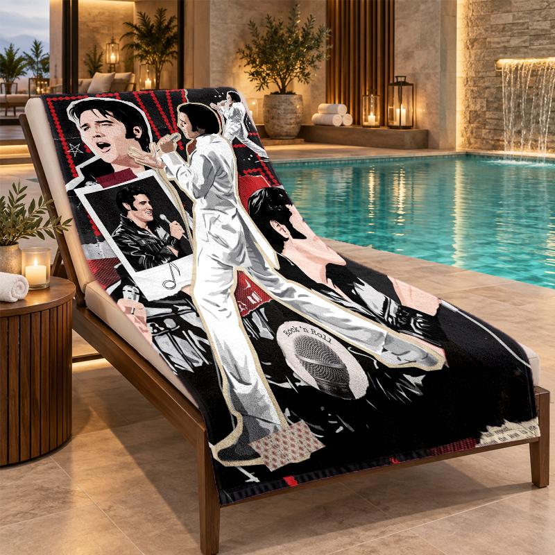 Beach Towel with Elvis Presley Design, Quick Dry Lightweight Towel for Swimming Pool Travel