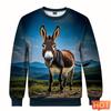 Esel 3D-trykk Tegneserie Oversize Gensere Mote O-hals Utendørs Pullover Dame Barneklær Nyhet Hettegensere og Sweatshirts