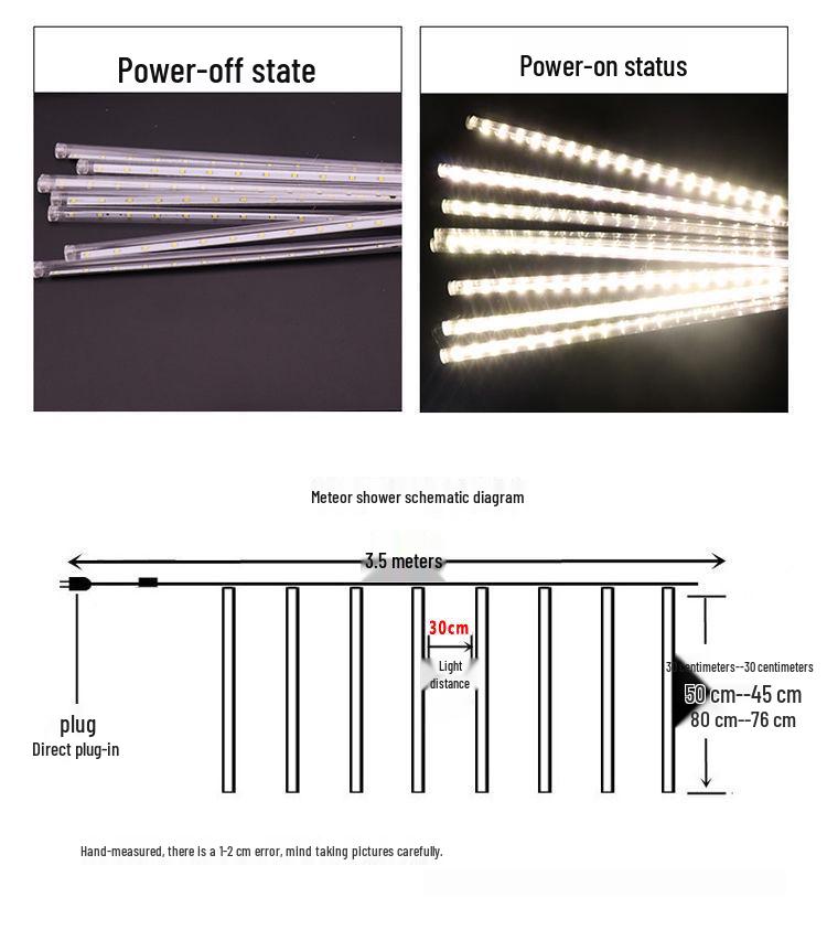 Solar-Powered Outdoor LED Meteor Shower String Lights - Waterproof Holiday Tree Decoration