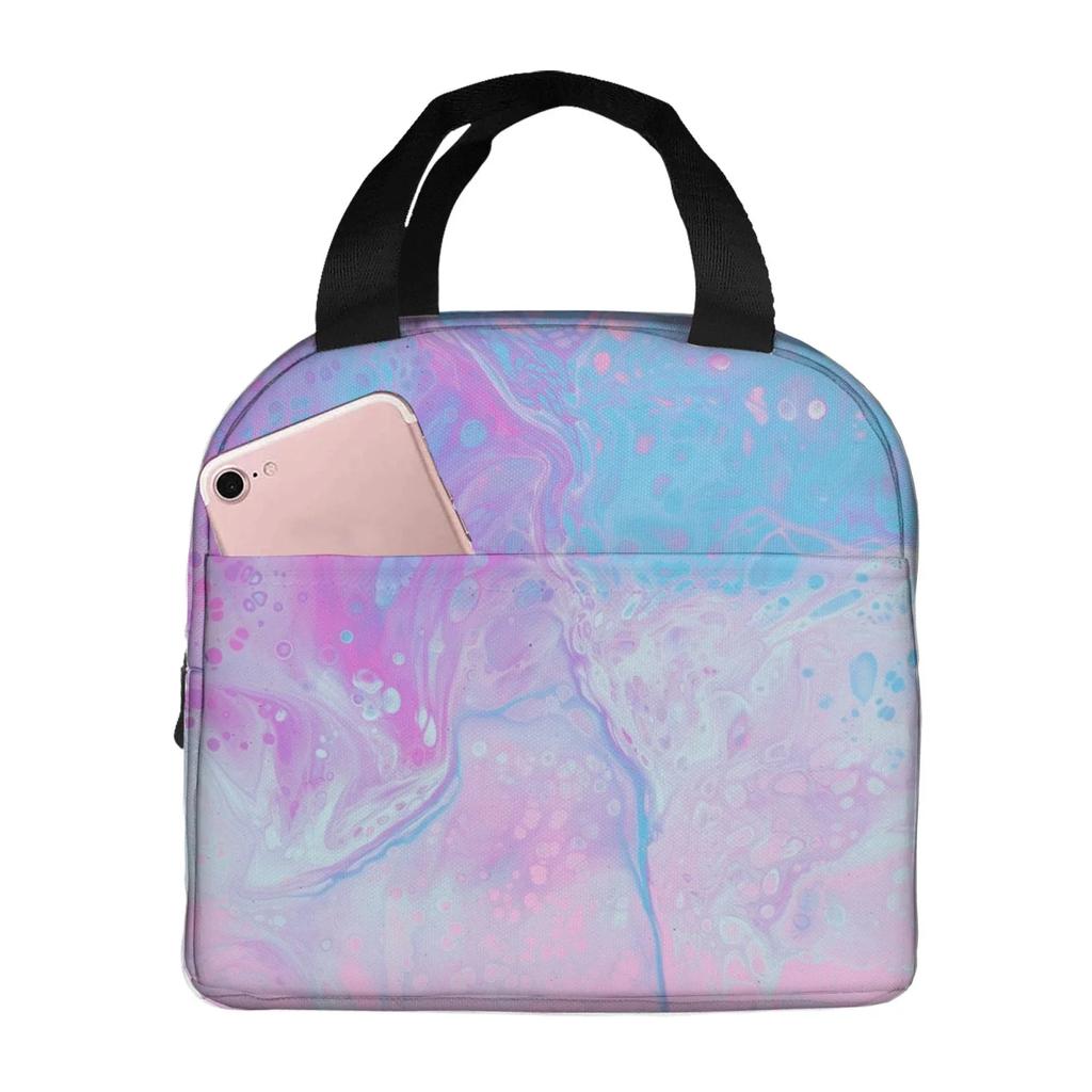 Ink Painting Marble Portable Aluminum Foil Thickened Insulated Office Lunch Bag Waterproof Lunchs Bags Tote Bags
