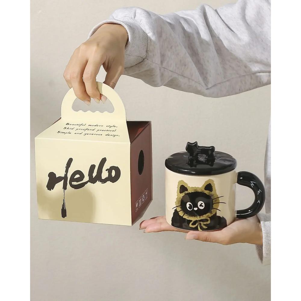 Par keramisk vannkopp Kreativ personlighet kattekrus med lokk søt keramisk kaffekopp drikkevannkopp suvenir