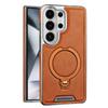 For Samsung Galaxy S26 Ultra S25 Edge S24 S23 Plus PU Leather Phone Case For MagSafe Magnetic Ring Holder Stand Shockproof Cover