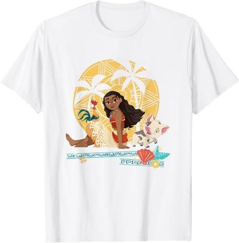 Moana Hei Hei Moana Pua Enjoying Sunset Chest White TShirt S