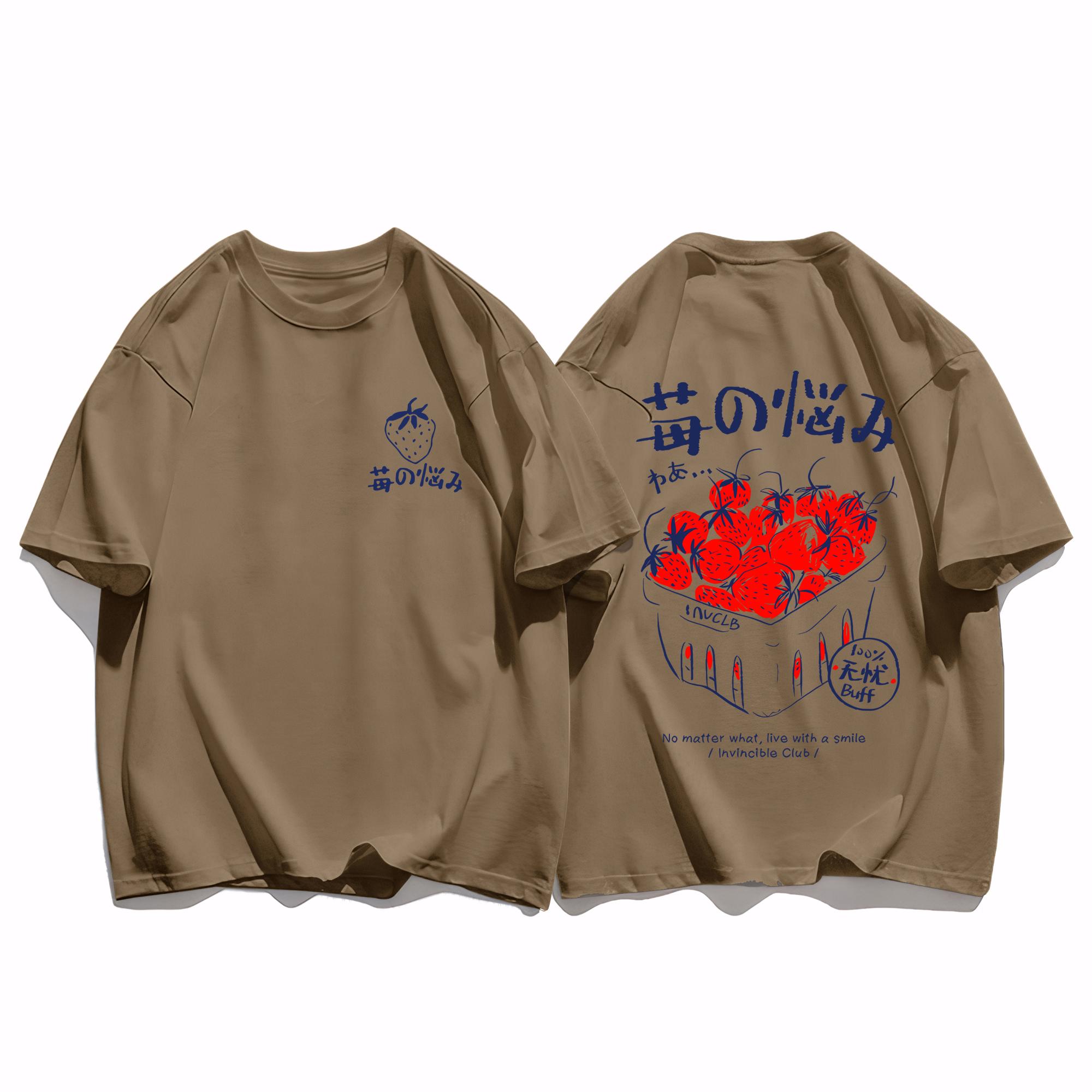 

Арт Текст Клубника Креативная Женская Футболка Свободная Хип-Хоп Уличная Мода Новая Одежда Женская Универсальная Удобная Хлопковая Футболка M