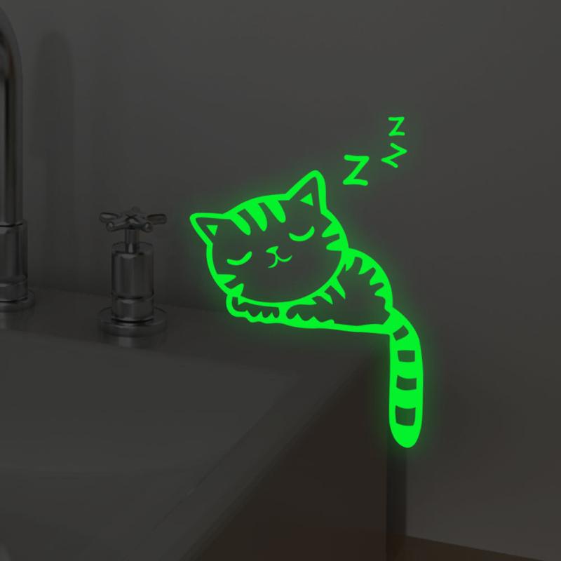 Waterproof Luminous  Switch  Sticker Cartoon Cute Cats Dogs Pattern Decorative Wall Decals For