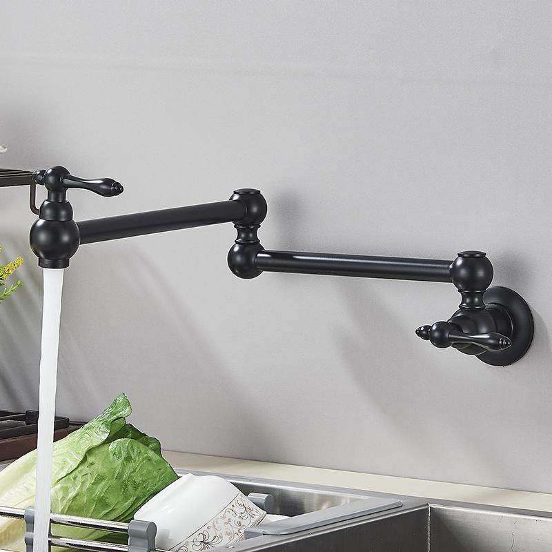 Baokemo Folding into the Wall Faucet 304 Stainless Steel Universal Rotation Faucet Kitchen Concealed Single Cold Faucet