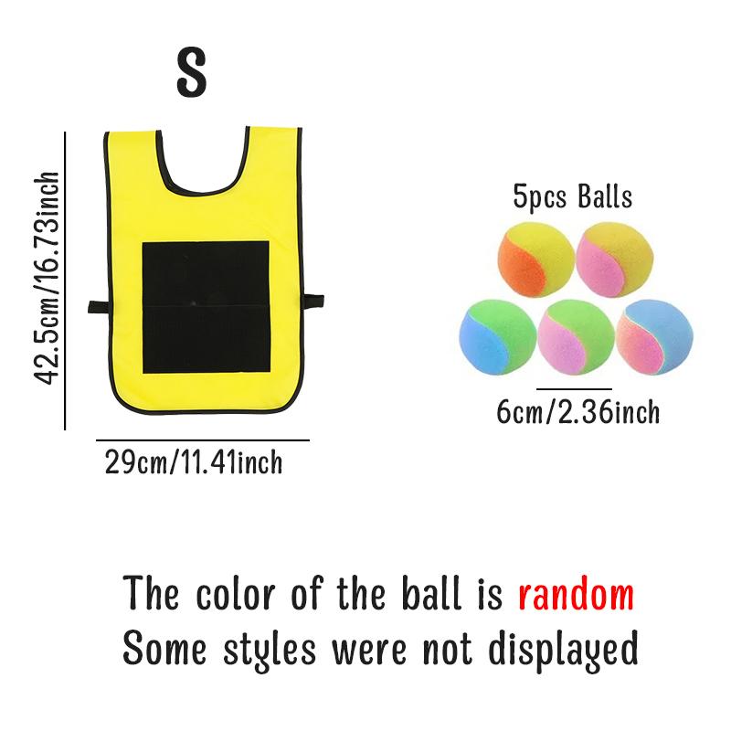 1PC Sticky Ball Vest with 5PCS Random Color Soft Balls Colorful Waistcoat Throwing Running Jumping Sport Gift Party Souvenir ZYF