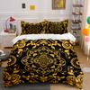 Ensemble Mandala Élégant Noir et Or Décoration de Chambre d'Enfant et d'Adulte, Ensemble de Literie Exquis Trois Pièces Cadeau