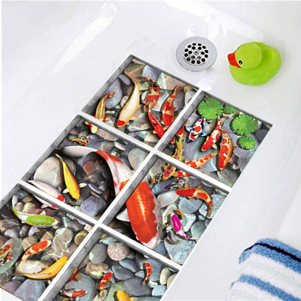 6PCS Fisch Badewanne Aufkleber rutschfeste wasserdichte 3D-Effekt selbstklebende Badezimmer Aufkleber PVC abnehmbare dekorative Wandbild