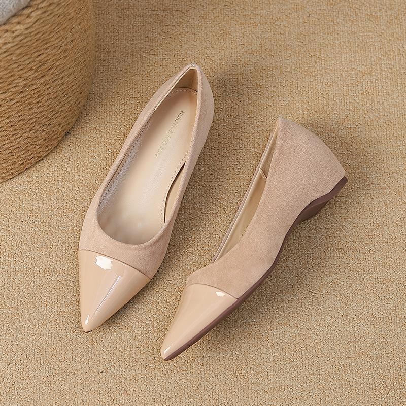 

Y 2555-1 French 2025 autumn new splicing with skirt single shoes French temperament OL pointed single shoes women s shoes 40 розовый