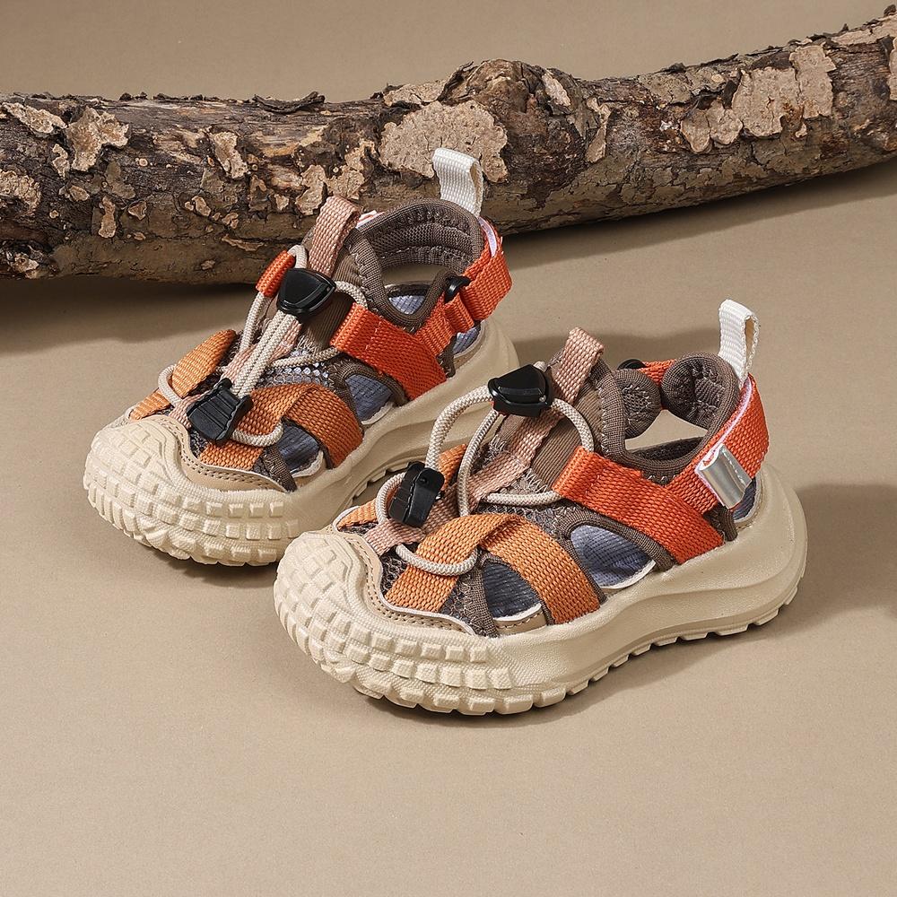 

New Summer Children Sandals For Boys Mesh Breathable Kids Sport Shoes Soft Sole Fashion Toddler Boys Beach Sandals EU21-30 30(insole18.9cm) коричневий