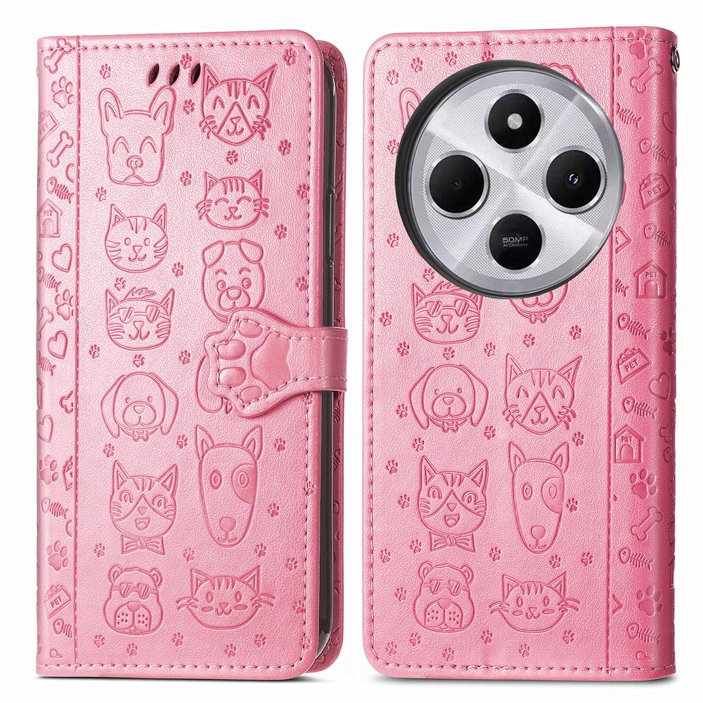 Leather Phone Case For Xiaomi Redmi 14C 4G/14R 5G/Poco C75 4G Wallet Flip Phone Cover Cute Cat Dog Pattern