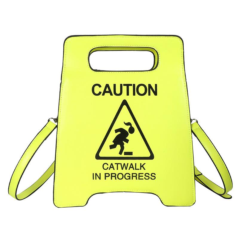 

Fashion Novelty Stop Sign Purse Tote Women s PU Leather Handbag Caution Catwalk in Progress Crossbody Messenger Bag 20x5x25CM жовтий