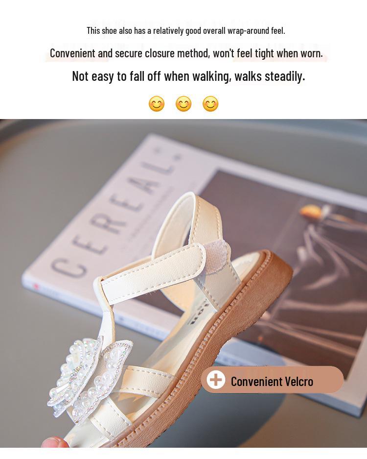 Girls' 2026 Summer Open-Toe Princess Sandals: Soft Sole, Stylish Beach Shoes