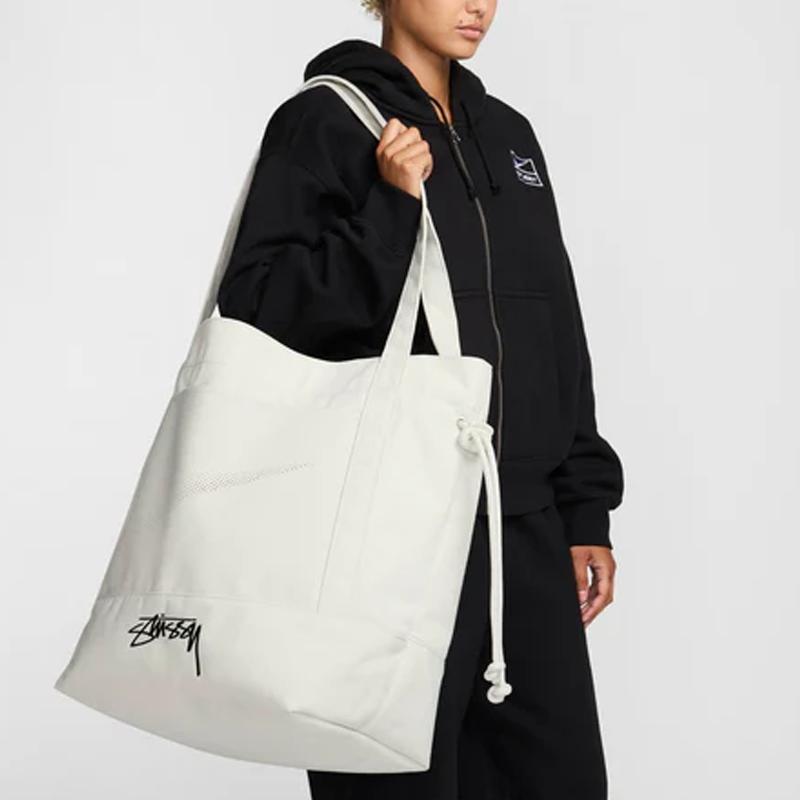 New Nike Stussy Collaboration Canvas Tote Bag Shopping Bag Shoulder Bag Handbag Regular Unisex White FZ9994-072