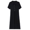 Hepburn-Style Black Chiffon Shirt Dress - Slimming Waist, Elegant Long Skirt for Women