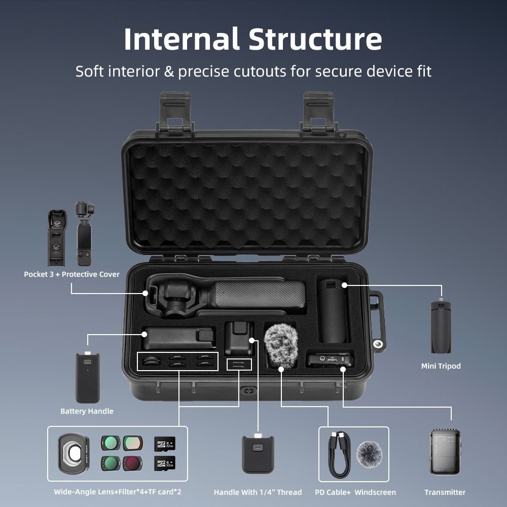 Portable Hard Storage Bag Waterproof Shockproof Storage Box Explosion-proof Handbag for DJI Osmo Pocket 3