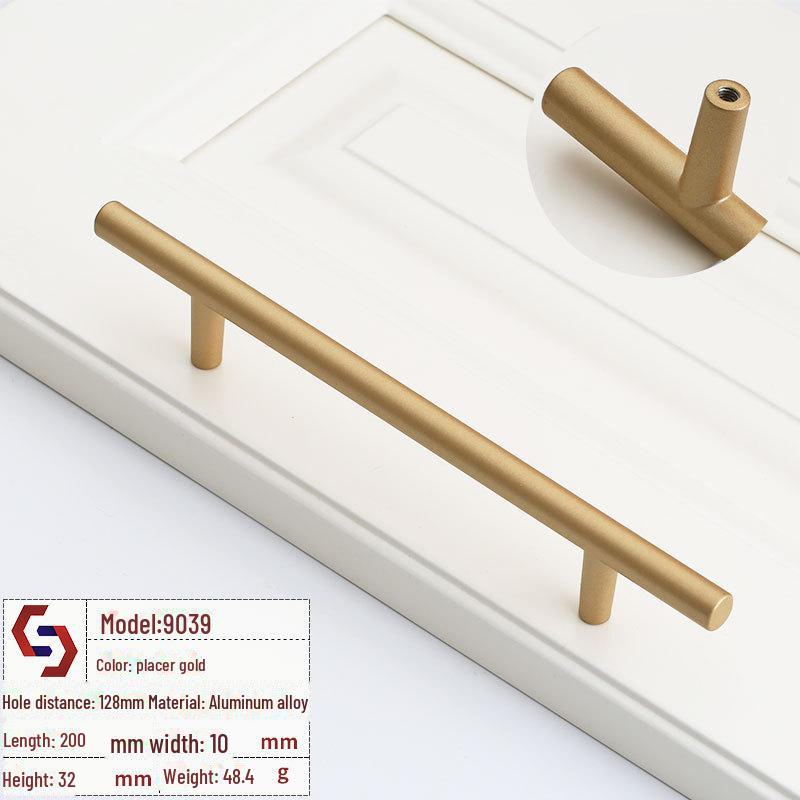 Nordic Gold Cabinet Door Handle - European Style, Single Hole Design