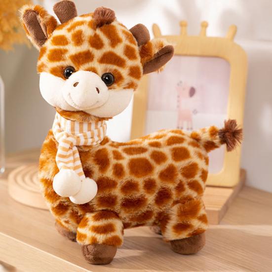 Scarf Giraffe Plush Toy Soft Stuffed Animal with Knitted Scarf Cuddle Buddy for Kids Nursery Decor And Gift for Baby Shower Birthday