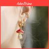 Trendy Alloy Womens Red Mushroom Earrings With Geometric Artificial Gemstones