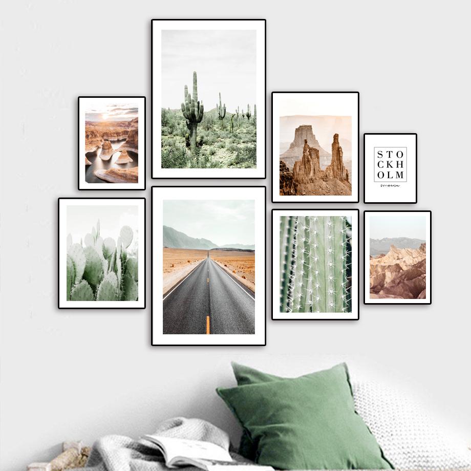 Road Giant Cactus Colorado River Canyon Nordic Posters And Prints Canvas Painting Wall Art Pictures For Living Room Home Decor