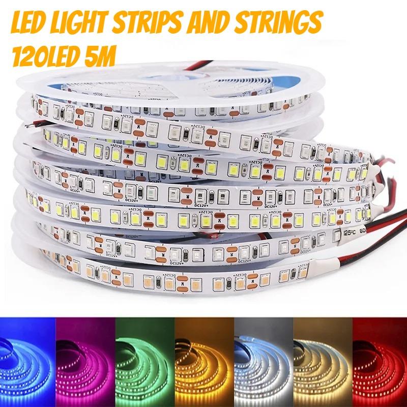 2M/5M Five Color Dimmable LED Strip Light 12V Color Temperature Adjustable Flexible LED Light Strip Christmas Decorations