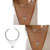 Vintage Butterfly Pendant Necklace For Women With Multi Layer Chain Accessory