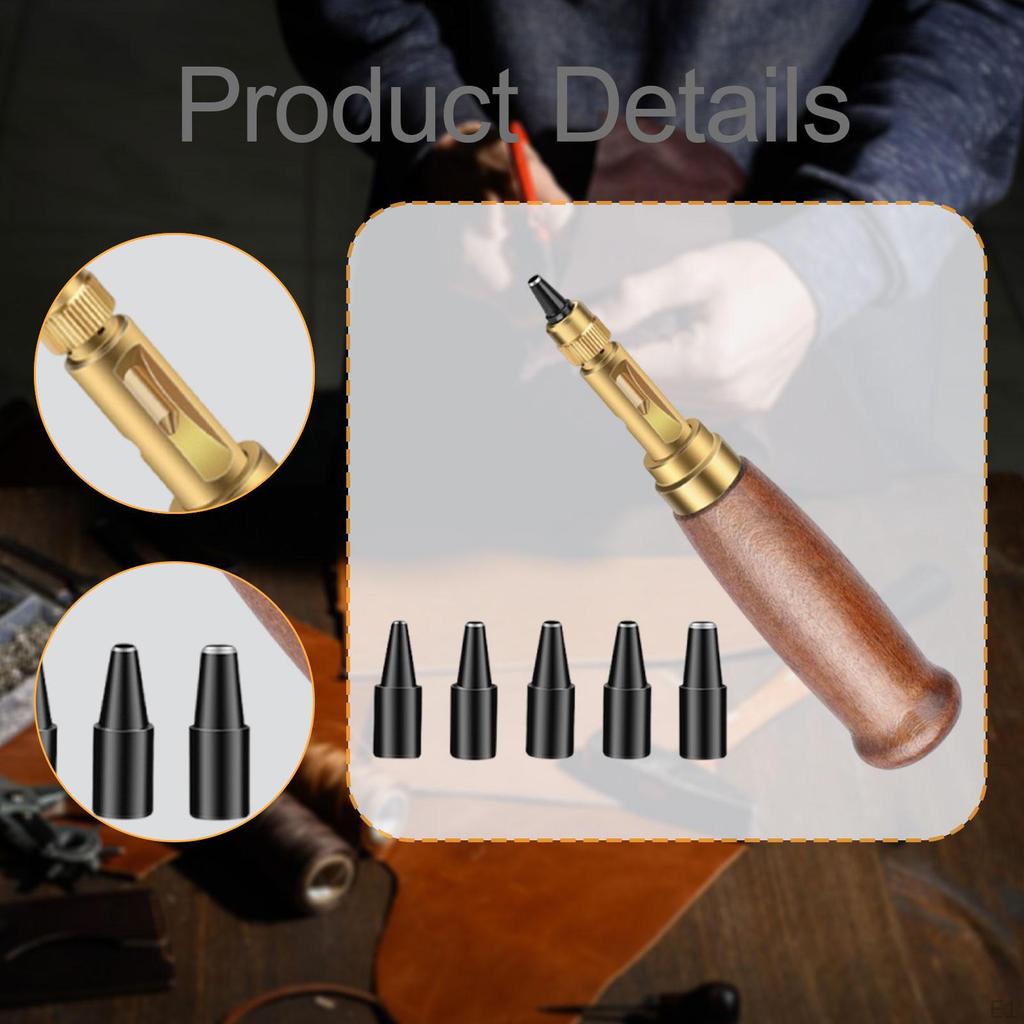 Automatic Leather Hole Punch Set Rotary Tool for Paper Crafting, with 6 Interchangeable Tips