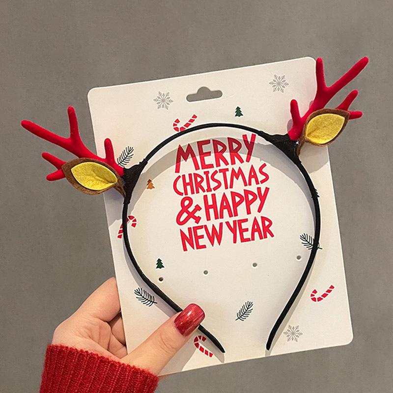 Mori Style Reindeer Antler Headband & Clips - Festive Red Hair Accessories for Women and Children