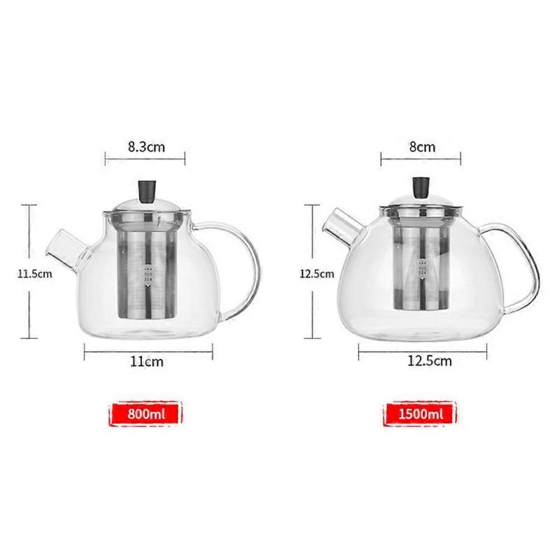 Glas-Teekanne Set Hitzebeständig Explosionsgeschützt Große Kapazität Handgefertigte Teekanne für Küche Familie