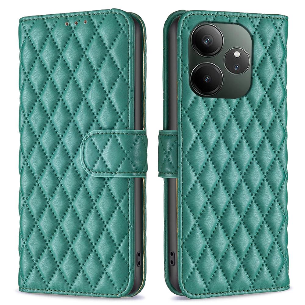 Für Realme GT 6 5G/GT 6T 5G Lederhülle Rauten-Handyhülle