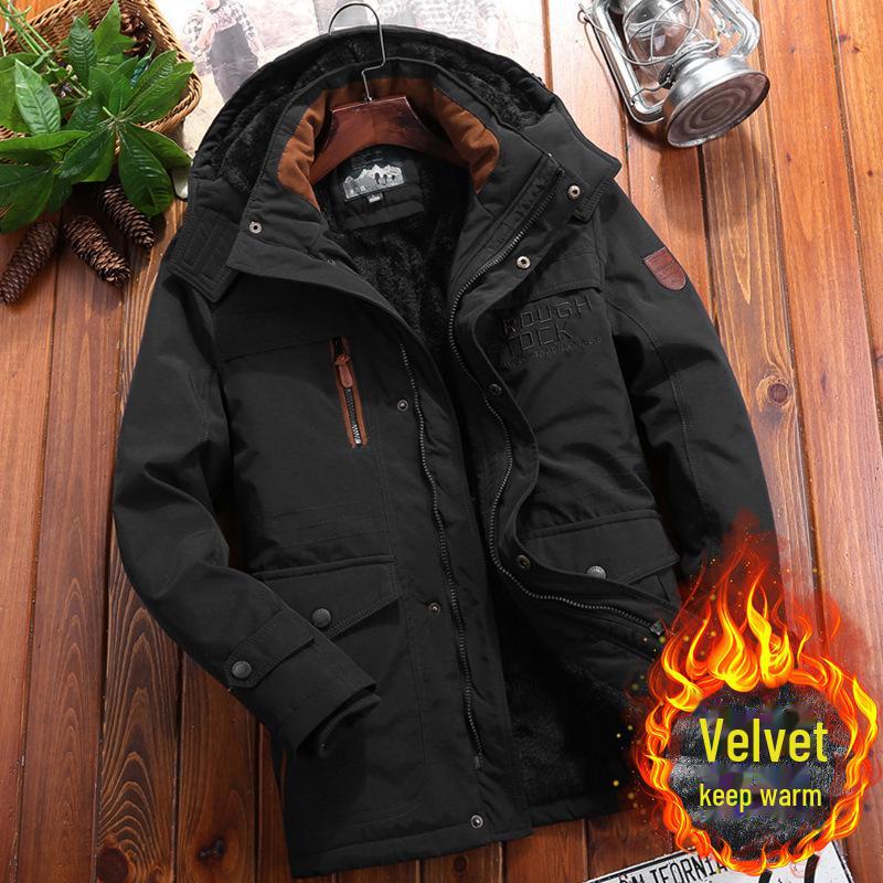 Men's Winter Multi-Pocket Cotton Coat - Thickened, Loose, Cold-Resistant, Casual Style 8186