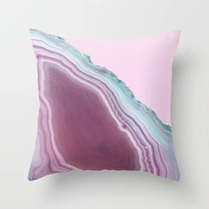 Marble Texture Nordic Style Peach Leather Velvet Pillow Case Pillow Core Modern Simple Car Cushion Premium Durable