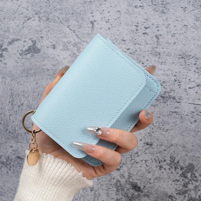 New Fashion Vintage Solid Color Short Wallet Portable Bifold Multi-functional Coin Purse Women's Credit Card Holder Small Wallet