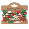 5Pcs Snowman Christmas Bracelet Multi-Layer Stacking Rope Chain Bangle Beaded Bracelet  Gifts