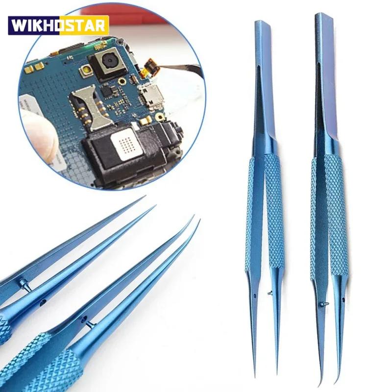 Präzisionspinzette aus Titanlegierung, professionelle Reparatur von Fingerabdrücken, Fliegenschnur, Telefon-Motherboard, antimagnetische Elektronik-Pinzette
