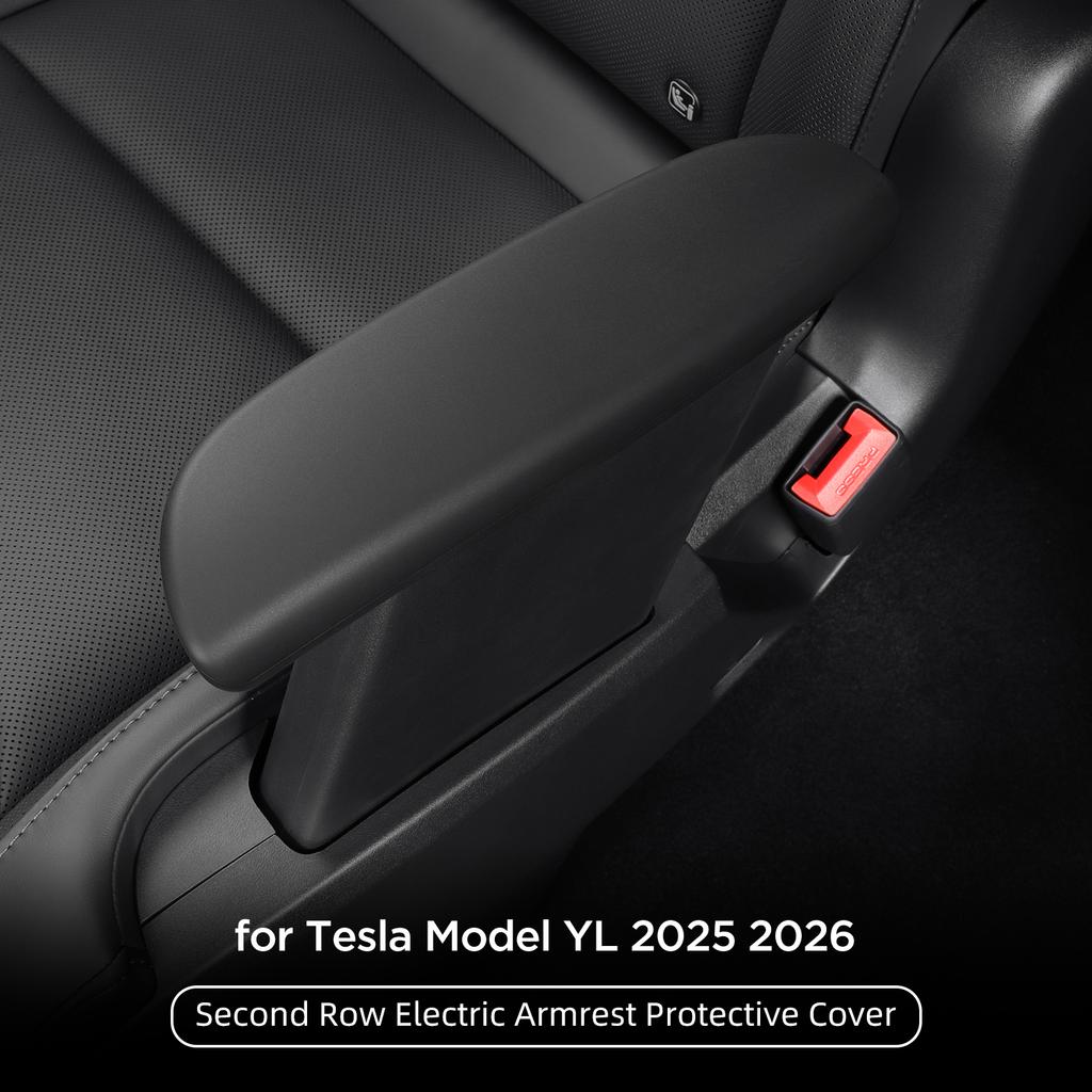 LUCKEASY for Tesla Model YL 6Seats 2025 2026 Car 2nd Row Electric Armrest Protective Cover Silicone Accessories Black