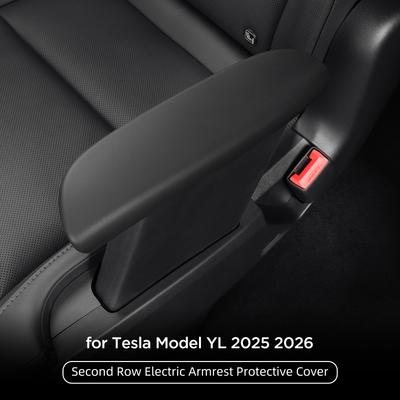 LUCKEASY for Tesla Model YL 6Seats 2025 2026 Car 2nd Row Electric Armrest Protective Cover Silicone Accessories Black